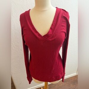 Vanity Burgundy V-Neck Long Sleeve Top